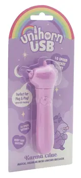 Unihorn USB Karma Lilac mini intimni masažer, nežni silikon, 14.3 cm