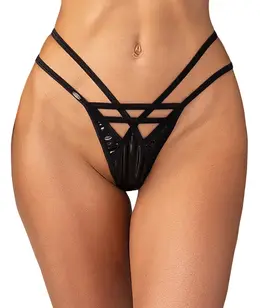 Obsessive Keira Lise crne vinil tange sa trakama 2XL/3XL, podesiva veličina