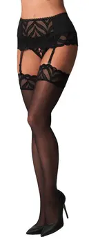 Obsessive Lecille Stockings 2XL/3XL Black Elegant Lace Trim