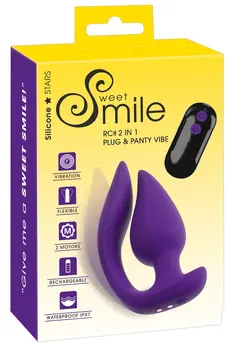 Sweet Smile RC 2in1 vibrator za gaćice i analni čep sa dva motora, silikonski, crni