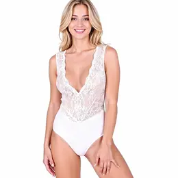PASSION EVALIE beli bodi S/M sa elegantnom čipkom i otvorenim leđima