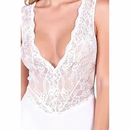 PASSION EVALIE beli bodi S/M sa elegantnom čipkom i otvorenim leđima