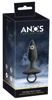 ANOS Flexible Plug Twisted Design, vibrirajući silikonski čep sa 10 modova, crni