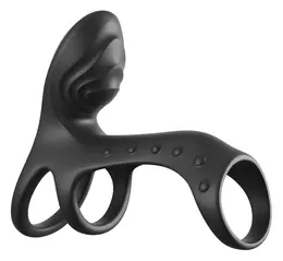 Fantasy C-Ringz Ultimate Couples Cage Pro Black silikonski prsten sa duplom vibracijom