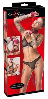Bad Kitty Gems roze bondage set sa bisernim sjajem i zlatnim detaljima, 6 delova