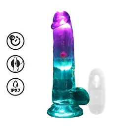 RealRock vibrirajući LED providni dildo 15 cm sa vakuum postoljem