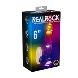 RealRock vibrirajući LED providni dildo 15 cm sa vakuum postoljem