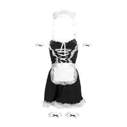 S-Line by Shots French Maid Costume S/M Elegant Black Dress Set