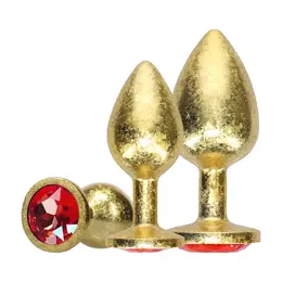 Milan Collection set metalnih analnih čepova u zlatnoj boji, 3 veličine, aluminijum, ukrasni kristal na bazi
