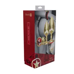 Milan Collection set metalnih analnih čepova u zlatnoj boji, 3 veličine, aluminijum, ukrasni kristal na bazi