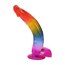 Doc Johnson Crystal Jellies Rainbow 24.1 cm intimni model sa vakuumskim postoljem