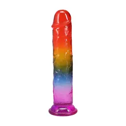 Doc Johnson Crystal Jellies Arcoiris fleksibilni model od 21.6 cm u duginim bojama