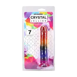 Doc Johnson Crystal Jellies Rainbow Model 7 sa savitljivom površinom dužine 17.8 cm