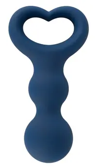 Magic Shiver silikonski analni čep sa drškom u obliku srca dužine 9.5 cm i dizajnom sa dve kuglice