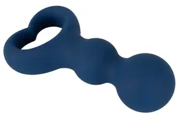 Magic Shiver silikonski analni čep sa drškom u obliku srca dužine 9.5 cm i dizajnom sa dve kuglice