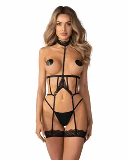 Obsessive crni podesivi harness za telo S/M