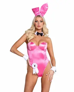 Playboy Classic Bunny roze set sa elegantnim bodijem i dodacima 2XL