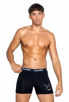 Playboy Lingerie Men’s Tuxedo Boxer Black Modal Classic Fit L