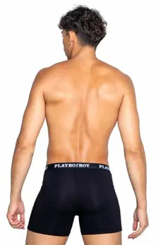 Playboy Lingerie Men’s Tuxedo Boxer Black Modal Classic Fit L