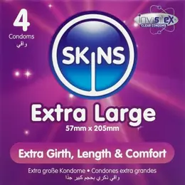 Skins Extra Large premium kondomi, pakovanje od 4 komada, ultra tanki, 57mm, sa mirisom vanile