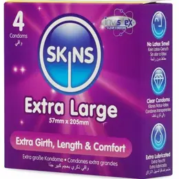 Skins Extra Large premium kondomi, pakovanje od 4 komada, ultra tanki, 57mm, sa mirisom vanile