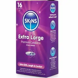 Skins Extra Large Premium Kondomi 16-Pak, 57mm, Vanila Miris, Ultra Tanki