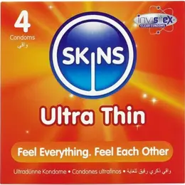 Skins Ultra Thin premium kondomi od lateksa, pakovanje od 4 komada | Sa dodatkom lubrikanta, 55mm
