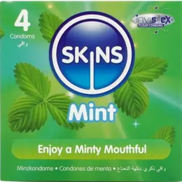 Skins Mint Premium ultra tanki kondomi od lateksa sa ukusom mente, pakovanje od 4 komada