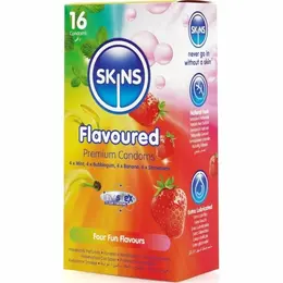 Skins Premium Kondomi Više Ukusa 16-Pak - Banana, Mentol, Jagoda, Bubblegum