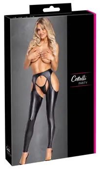 Cottelli PARTY Matte Black Chaps & String Set M, stil uskih helanki