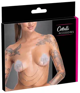 Cottelli Accessoires srebrni ukrasni stikeri za bradavice sa lančićima 6.5cm