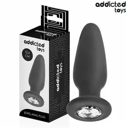 Addicted Toys silikonski plag L sa ukrasnim draguljem 12.6 cm crni