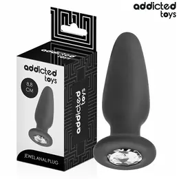 Addicted Toys Silicone Intimate Plug S with Decorative Jewel 8.8 cm Black