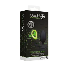 Ouch! Glow in the Dark Plug & Ring System - Fluorescent Green Silicone
