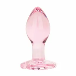 Stakleni analni čep Anal Collection Small Pink 7cm sa bazom u obliku srca