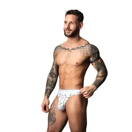 Muške modalne tange Male Power Soo Cumfy Marble White L/XL