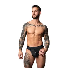 Male Power Oh Snap! Snap Off Jock S/M Black, sistem brzog skidanja, spandeks