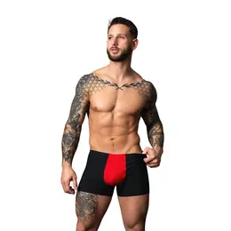 Male Power Hot Mesh Pouch Short M crno crveni lagani bokseri od mikromrežice