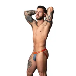 Male Power Uplift Jockstrap L/XL sivo narandžasti sa Boneyard prstenom za podršku