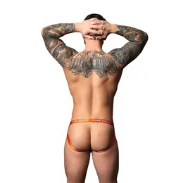 Male Power Uplift Jockstrap L/XL sivo narandžasti sa Boneyard prstenom za podršku