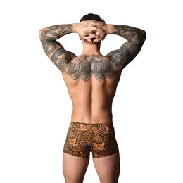 Set Male Power Pouch bokserica i crni silikonski prsten, braon leopard, M