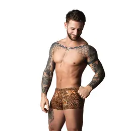 Male Power & Bone Yard Leopard Brown šorts sa crnim silikonskim prstenom L