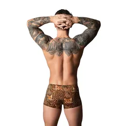 Male Power & Bone Yard Leopard Brown šorts sa crnim silikonskim prstenom L