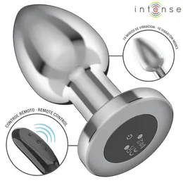 INTENSE metalni analni čep L sa daljinskim upravljačem, 10 režima vibracije, vodootporan, srebrni