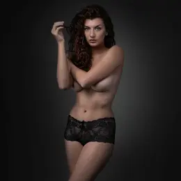 Underneath Mila Lace Briefs Mid-Rise Open Design Black L/XL