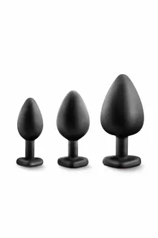 Blush Luxe Bling Plugs set analnih čepića za trening crni sa crvenim kristalom S/M/L