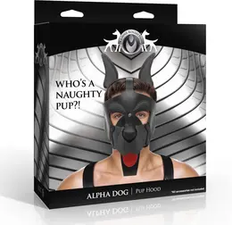 Alpha Dog Black Pup Hood, podesiva maska za pse od veganske kože
