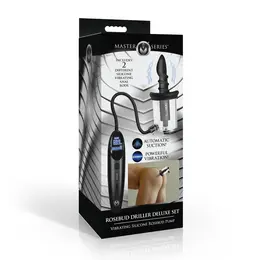 XR Brands Rosebud Driller Deluxe Set - Vibrating Silicone System, Transparent