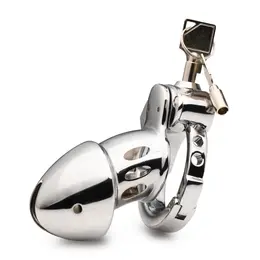Master Series Metal Chastity Device Push-Lock Adjustable Silver 3.25in