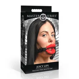 XR Brands Labios Jugosos Silicone Mouth Gag Red Adjustable Strap 1.5